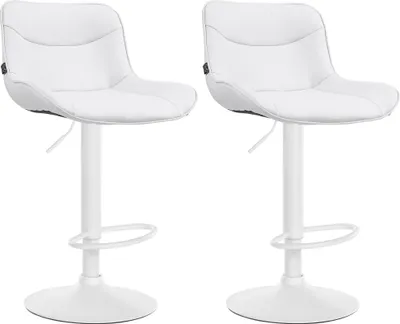 Produktbild von 2er Set Barhocker RAGAD - Kunstleder Weiß 49x51x85 cm Weiß | Barstuhl Höhenverstellbar Mit Lehne Drehbar Tresenhocker Tresenstuhl Kneipenhocker
