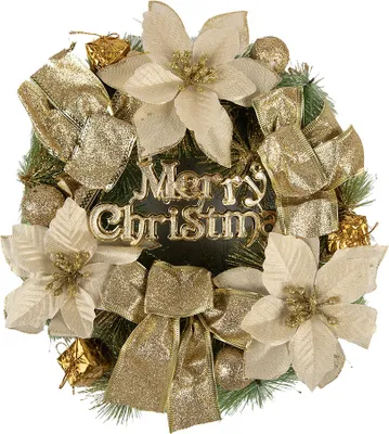 Produktbild von Clayre & Eef Weihnachtskranz Ø 30 cm Goldfarbig Kunststoff