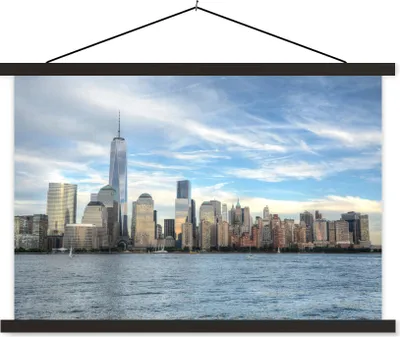Produktbild von MuchoWow® Textilposter Die Skyline von Manhattan mit dem One World Trade Center 60x40 cm mit schwarzem Rahmen - Hölzernes