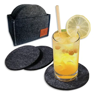 Produktbild von Elegante dunkelgraue Glasuntersetzter Set 10cm