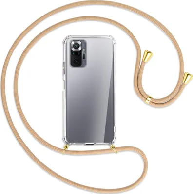 Produktbild von Handykette Backcover-Schutzhülle mit Band (Metall goldfarben) für Xiaomi Redmi Note 10 Pro / Pro Max - beige