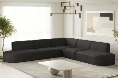Produktbild von Ecksofa Designersofa PALMA in Stoff Scala Anthrazit Seite Universal