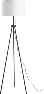 Produktbild von Stehlampe Schwarz Weiß E27 Stahl Polyester Standleuchte 37x37x152cm