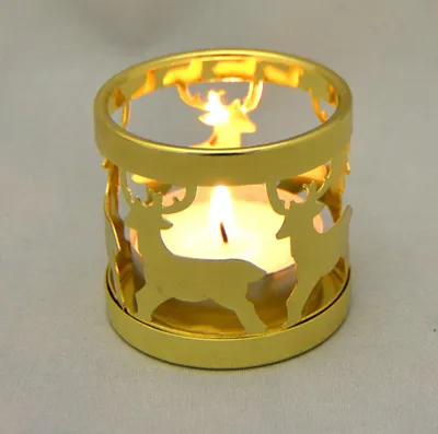 Produktbild von Messing-Teelichthalter ca. 5 cm mit Hirschmotiven
