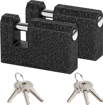 Produktbild von Kurtzy (2er Pack) Strapazierfähiges Vorhängeschloss Set mit Schlüsseln - 8 mm Dicker Bügel - Monoblock Gusseisen-Schloss mit Schlüssel - Schlösser für