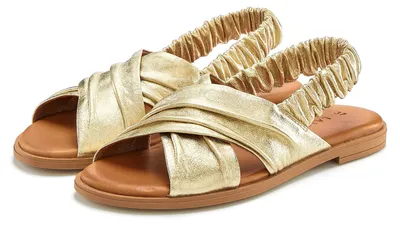 Produktbild von LASCANA Sandale Sandalette, Sommerschuh, offener Schuh, Pantolette goldfarben Größe 36