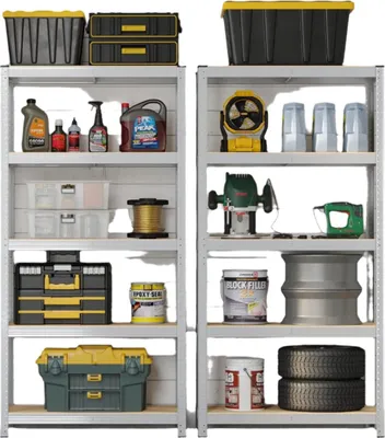 Produktbild von 2er-Set Lagerregale - Schwerlastausführung - Garage - Rostbeständiger Stahl - 40 x 90 x 180 cm