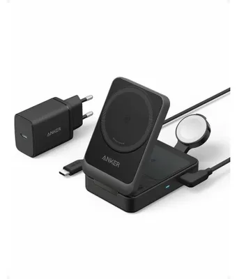 Image de Chargeur sans fil Anker « MagGo » 15 W, 3-en-1, pliable, 3 emplacements sans fil, noir, « B2557311 »