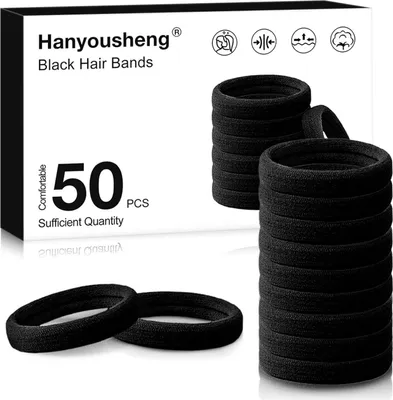 Image de 50 élastiques à cheveux Femme Fille Noir 8mm Tresse Homme