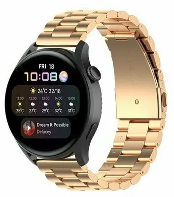 Produktbild von By Qubix Edelstahl-Gliederarmband - Champagne Gold - passend für Huawei Watch 5 - 46 mm