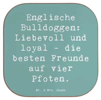 Produktbild von Mr. & Mrs. Panda Untersetzer für Gläser Spruch Englische Bulldogge Freunde - Meeresbrise - Geschenk, Hunderassen Charakter, gläseruntersetzer, Tee, Hundeliebhaber, beste
