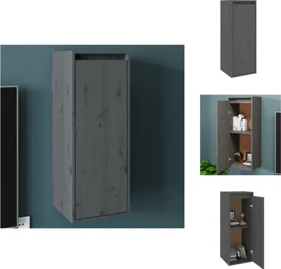 Zdjęcie produktu dla vidaXL Szafka ścienna szara 30x30x80 cm lite drewno sosnowe - Półki ścienne