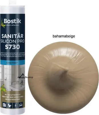 Produktbild von Bostik S730 Sanitär Silicon Pro  300ml Kartusche Silikon Fugen Dichtstoff Bahamabeige