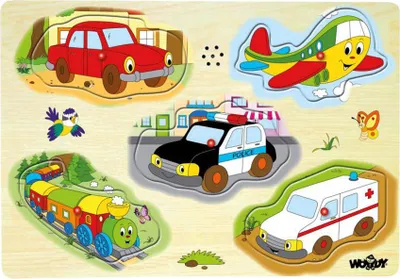 Produktbild von SOUND HOLZ PUZZLE KINDER FAHRZEUGE Steckpuzzle Holzspielzeug Lernspiel