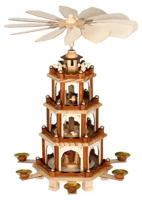 Produktbild von CASARIA Weihnachtspyramide aus Echtholz 4 Etagen