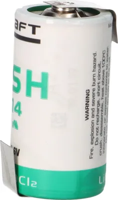 A single battery with warning text and product information printed on its label.