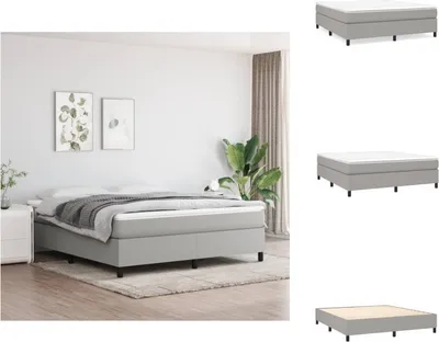 Imagen del producto de vidaXL Base de cama con somier y colchón, color gris claro, 180x200 cm, tapizado en tela - Camas y estructuras de cama