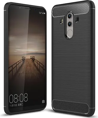 Produktbild von Conie Silikon Schutzhülle für Huawei Mate 10 Pro Tasche Case Cover Bumper TPU Carbon Look Hülle in Schwarz