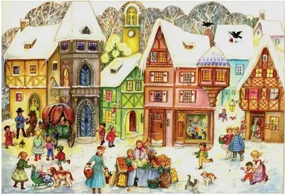 Produktbild von Adventskalender Weihnachtsmarkt – 24 Türchen mit Markt-Motiv