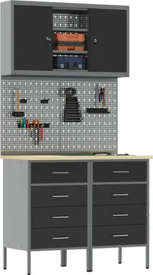 Obrázek produktu pro Pracovní stůl se zásuvkami 5 ks černý 100 x 55 x 200 cm ocelový