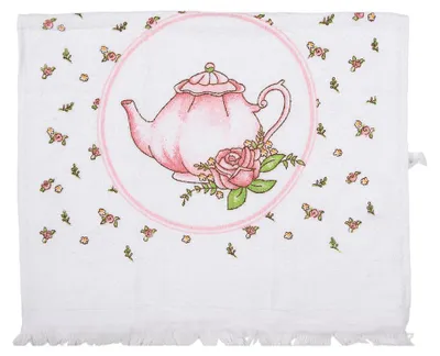 Produktbild von Clayre & Eef Gästehandtuch 40x66 cm Weiß Baumwolle Rosen