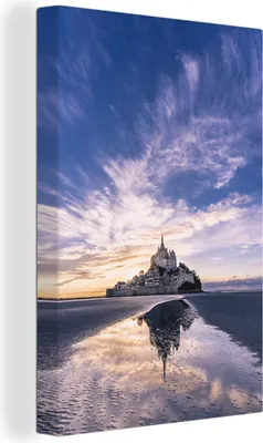Produktbild von OneMillionCanvasses® - Leinwandbilder - 90x140 cm, Mont St. Michel, Wandbilder Kunstdruck Wanddekoration - Wandschmucke - Schlafzimmer