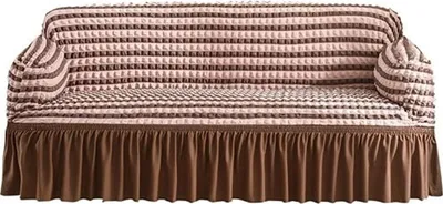 Produktbild von Seersucker Sofa Hoes met Zoom voor 1-4 zitplaatsen, machinewasbare Sofa beschermer (Coffee Mix, 190-230CM)