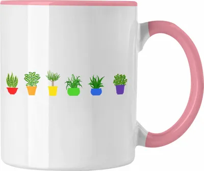 Produktbild von Trendation - Regenbogen Tasse Geschenk LGBT Schwule Lesben Transgender Grafik Pride Pflanzen Grafik (Rosa)
