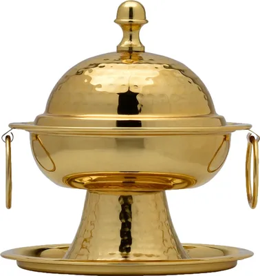 Produktbild von Marrakesch Aesthetic Schmuckschale Behälter mit Deckel aus Edelstahl 16cm | Schmuckaufbewahrung als Deko im Wohnzimmer oder Schlafzimmer auf dem Schminktisch | Bonboniere Kasida gold als Tischdeko