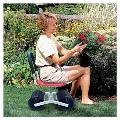 Produktbild von Rollbarer Gartensitz mit Rollen | Höhenverstellbarer, drehbarer Gartenhocker für die Gartenarbeit