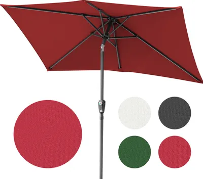 Immagine prodotto di Ombrellone Bettizia rettangolare, manovella pieghevole in ferro, ombrellone da balcone, inclinabile, 1,4 x 2,1 m, rosso