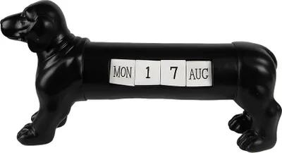 Productafbeelding van Clayre & Eef Kalender, hond, 31x8x15 cm, zwart, polyresin