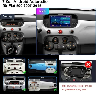 Produktbild von Autoradio für Fiat 500 – Autoradio – Multimediasystem – Navigationssystem – Touchscreen-Radio – Android 14