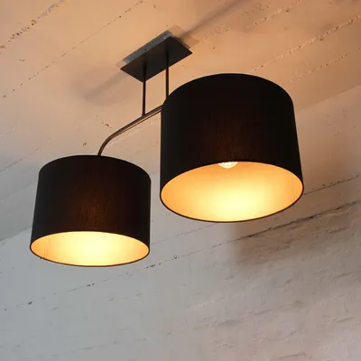 Produktbild von Deckenleuchte Modern ALICE Schwarz Gold Stahl 2-flammige Deckenlampe Wohnzimmer Schlafzimmer Flur