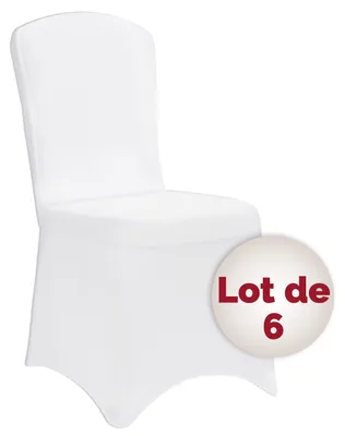 Image de DETEX® 6x Housse de chaise blanche tissu stretch opaque infroissable amovible mariage fête réception