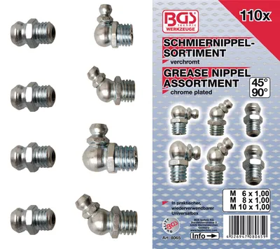 Produktbild von BGS 8065 Schmiernippel-Sortiment, 110-tlg.