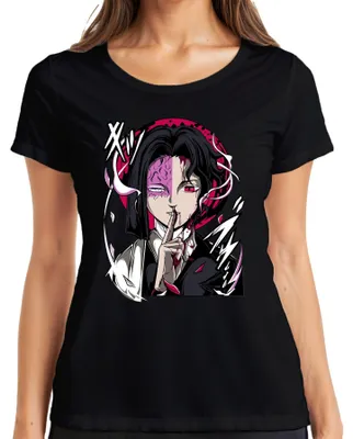 Zdjęcie produktu dla Koszulka damska Anime Demon Half Face Blood Red Eye Psst Gothic Halloween, Czarny, S