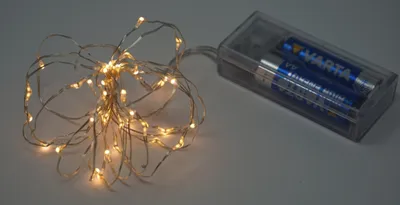 Produktbild von Lichterkette mit 40 Micro LED warmweiß 200 cm Silberdraht Batteriebetrieb