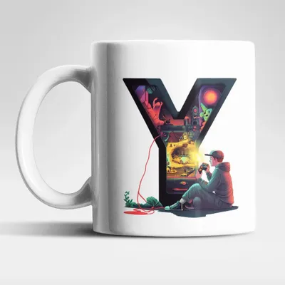 Produktbild von Name A bis Z Gamer Spieler Zocker Kaffeetasse Teetasse Tasse Geschenkidee – Y