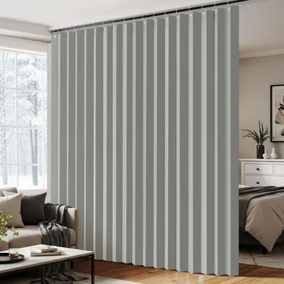 Produktbild von Vorhang Extra Breite Blickdicht Wasserdicht Gardine Raumteiler Türvorhang mit Haken für Wohnzimmer Schlafzimmer, B254xH213cm, Hellgrau