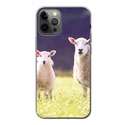 Produktbild von MuchoWow® Handyhülle Schutzhülle Hülle für iPhone 12 Pro Schaf - Lamm - Blumen Silikon Softcase Handy Hülle - Abdeckung
