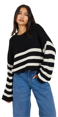 Immagine prodotto di Brave Soul - Maglione da donna, modello corto WH125 (S) (nero)