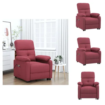 Image de vidaXL Fauteuil de massage électrique vin rouge tissu - Fauteuil de massage