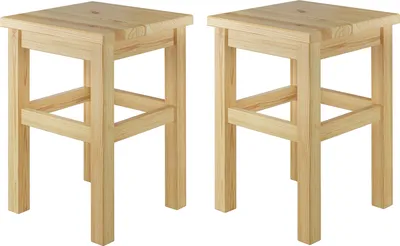Produktbild von Holzhocker Sitzhocker ohne Lehne in Kiefer natur oder weiß V-90.71-41