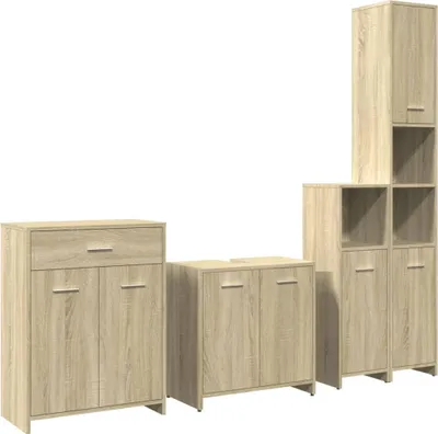 Immagine prodotto di vidaXL Set di mobili da bagno 4 pezzi in legno di quercia Sonoma