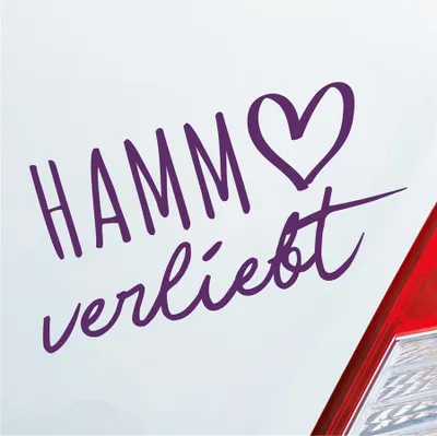 Produktbild von Auto Aufkleber Hamm verliebt Herz Stadt Heimat Liebe Car 19x10 cm Lila Sticker Heckscheibenaufkleber