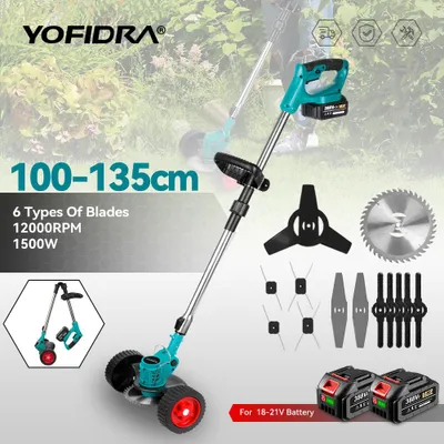 Produktbild von YOFIDRA Akku-Rasentrimmer 1500W, teleskopisch 100–135 cm, faltbar, mit 2 Akkus, kompatibel mit Makita 18V