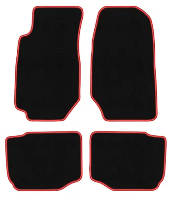 Zdjęcie produktu dla Dywaniki samochodowe welurowe CARLUX-RED do: Ford Granada (1972-1985, sedan) czarne z czerwonym obszyciem, z mocowaniami
