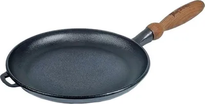Image de BELIS Poêle en fonte 24 cm basse, Maysternya avec manche en bois