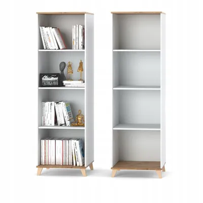 Zdjęcie produktu dla Regał OSLO Szafka Słupek Styl Skandynawski Biała 3 półki 60cm na książki